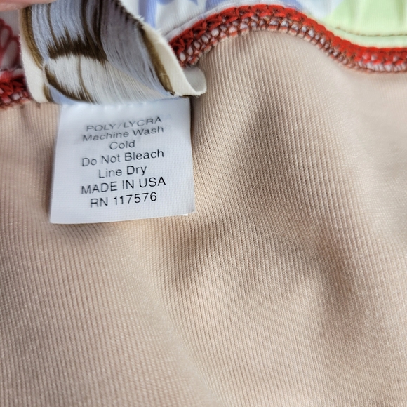 Melika Rust Orange Bikini Swim Bottoms  Size Medium White Black Waistband - Picture 7 of 8